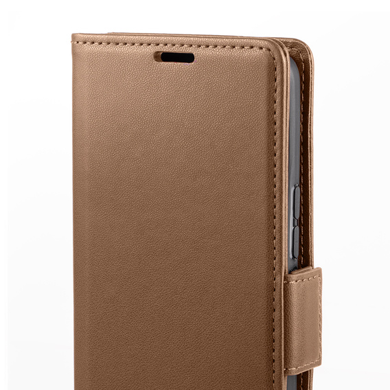 Etui do Oppo A60, ERBORD Glossy Litchi, portfel z klapką, brązowe