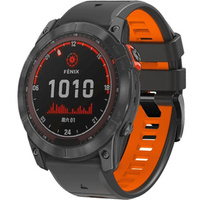 Pasek Silikonowy QuickFit do Garmin Fenix 22mm, Szary / Pomarańczowy