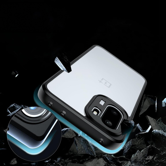 Etui do OnePlus 15R, Fusion Hybrid, przezroczyste z czarną ramką