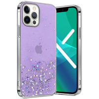 Zestaw Etui Brokat do iPhone 13 Pro, Fioletowe + Szkło Hartowane