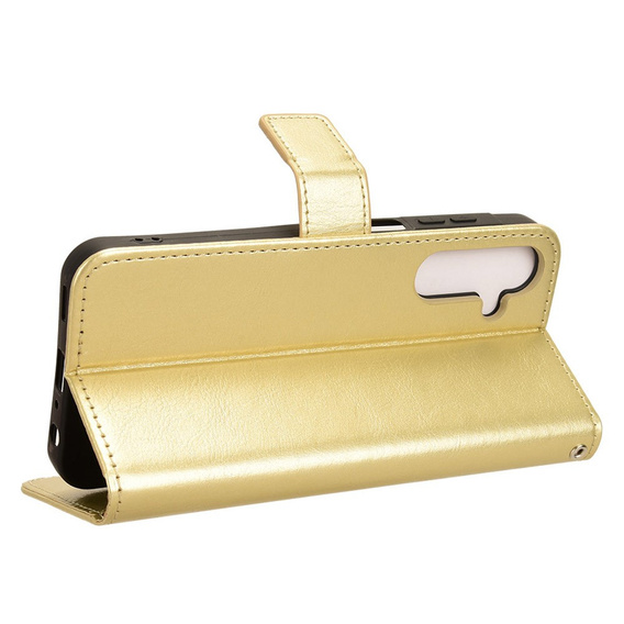 Etui z klapką do Samsung Galaxy A26 5G, Crazy Horse Wallet, złote