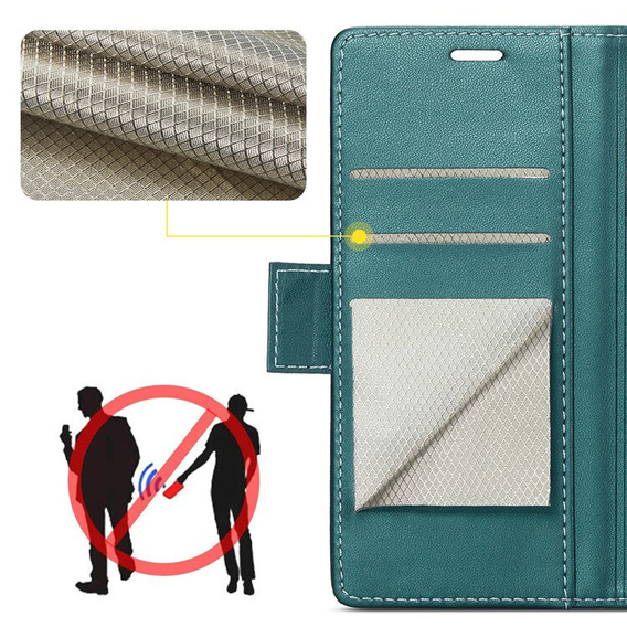 Etui do Xiaomi Redmi Note 15 Pro 4G, ERBORD Glossy Litchi, portfel z klapką, zielone