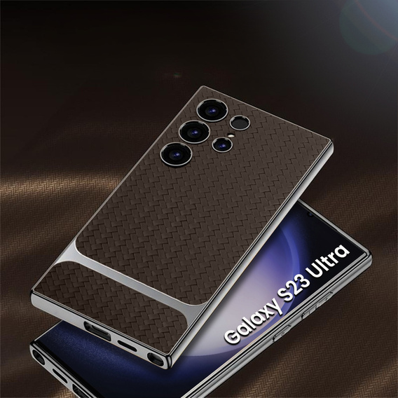 Etui do Samsung Galaxy S23 Ultra, GKK Woven Leather, kawowe