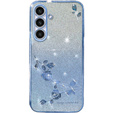 Etui do Samsung Galaxy S23 FE, Glitter Flower, niebieskie