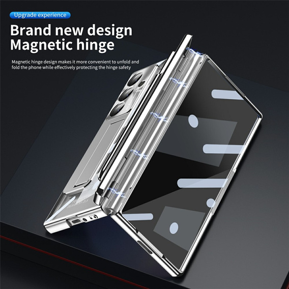 Etui do Samsung Galaxy Z Fold7 5G, z podstawką, srebrne