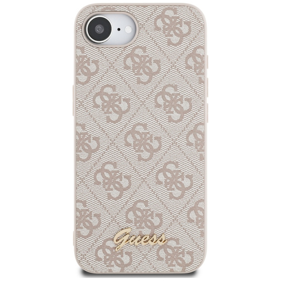 Etui GUESS do iPhone 16E, 4G Metal Gold Logo, różowe