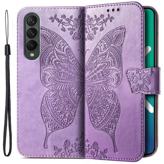 Etui z klapką do Samsung Galaxy Z Fold 4 5G, Butterfly, fioletowe