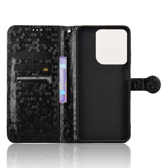 Etui z klapką do Motorola Moto G86 5G, Wallet Rhombus, czarne