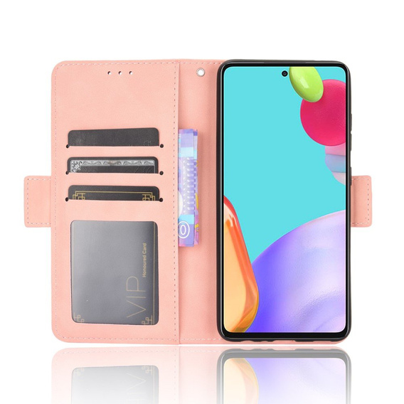 Etui z klapką do Samsung Galaxy A72 5G, Card Slot, różowe