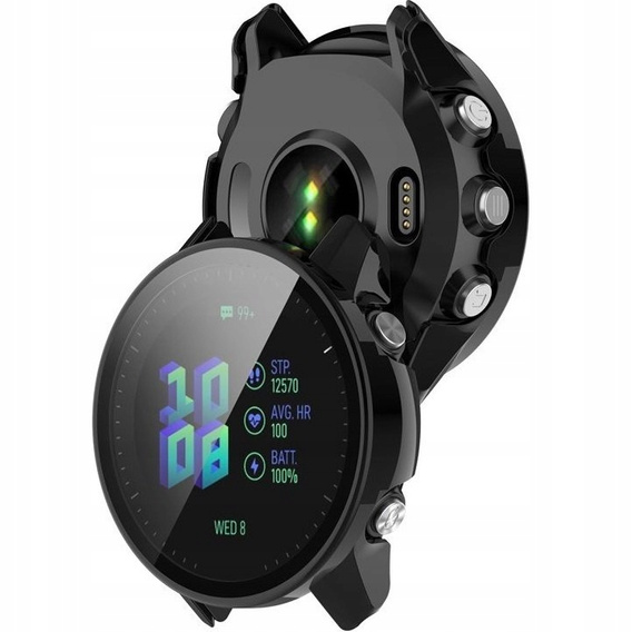 2w1 Etui + Szkło Hartowane do Garmin Forerunner 955, Czarne