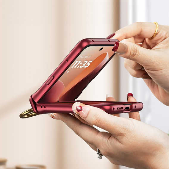 Etui GKK z podstawką i ochroną zawiasu do Motorola Razr 60 Ultra 5G – czerwone
