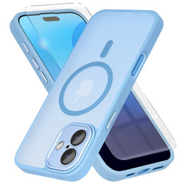 Etui do iPhone 16, do MagSafe, ERBORD Matt Case, niebieski + Szkło na ekran