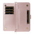 Etui z klapką do Oppo Reno 13 Pro 5G, Crossbody Leather Wallet, różowe