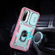 Etui do Samsung Galaxy A56 5G, KickStand Camera Lens, zielone / różowe