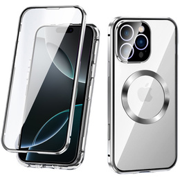Etui Magnetic Dual Glass MagSafe do iPhone 16 Pro Max, srebrne