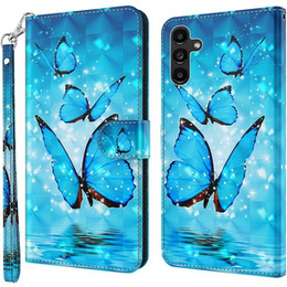 Etui z klapką do Samsung Galaxy A14 4G/5G, Wallet, Butterflies niebieskie