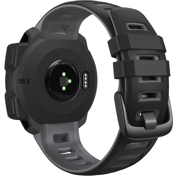 Pasek silikonowy dwukolorowy do Garmin Instinct – szaro-czarny