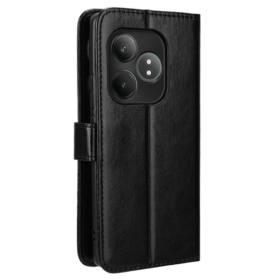 Etui z klapką do Realme GT 6 / 6T, Crazy Horse Wallet, czarne