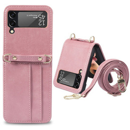 Etui Leather Card Slots do Samsung Galaxy Z Flip4 5G, Pink