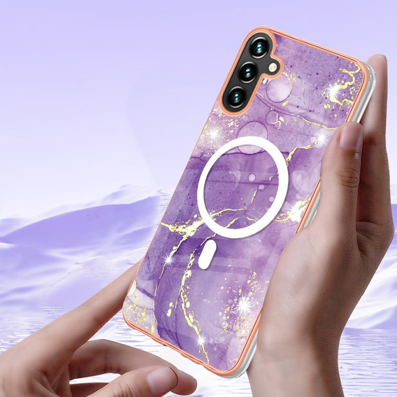 Etui do Samsung Galaxy A54, do MagSafe, Marble, fioletowe