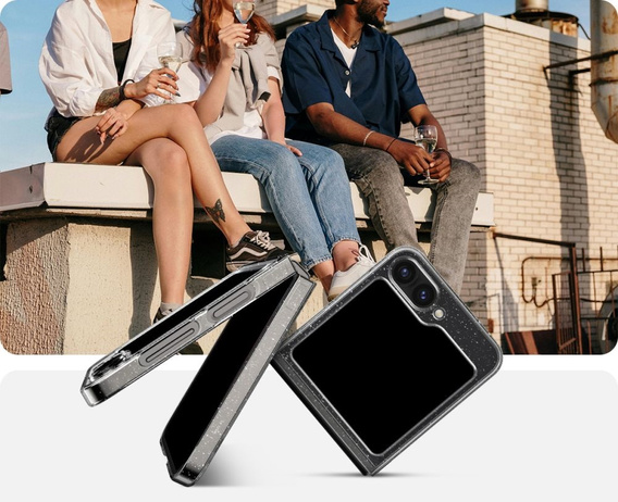 Etui Spigen do Samsung Galaxy Z Flip7 FE / Z Flip6, Airskin Glitter, Przezroczyste / Brokatowe