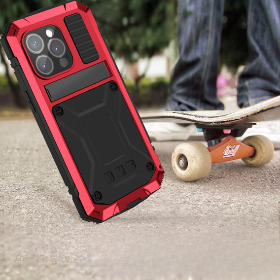 Etui do iPhone 15 Pro, R-JUST, pancerne, czerwone / czarne