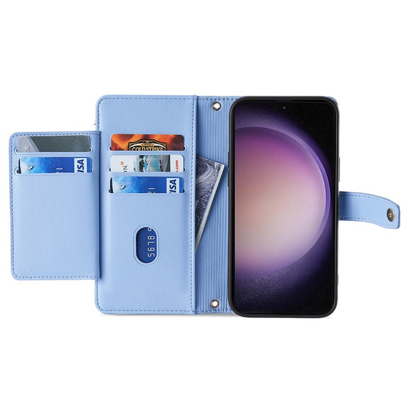 Etui z klapką do Samsung Galaxy A25 5G, Wallet Zipper Pocket, niebieskie