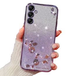 Etui do Samsung Galaxy A35 5G, Glitter Flower, fioletowe