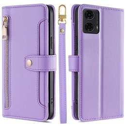 Etui z klapką do Motorola Moto G04 / G24 / G24 Power, Wallet Zipper Pocket, fioletowe