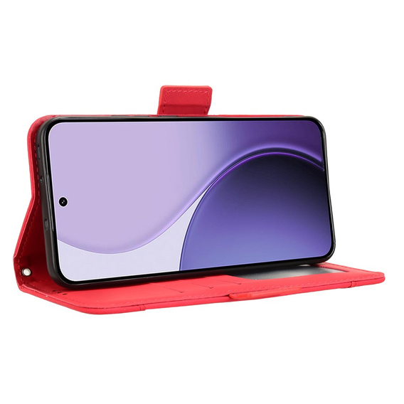 Etui z klapką do Oppo Reno 14, Card Slot, czerwone