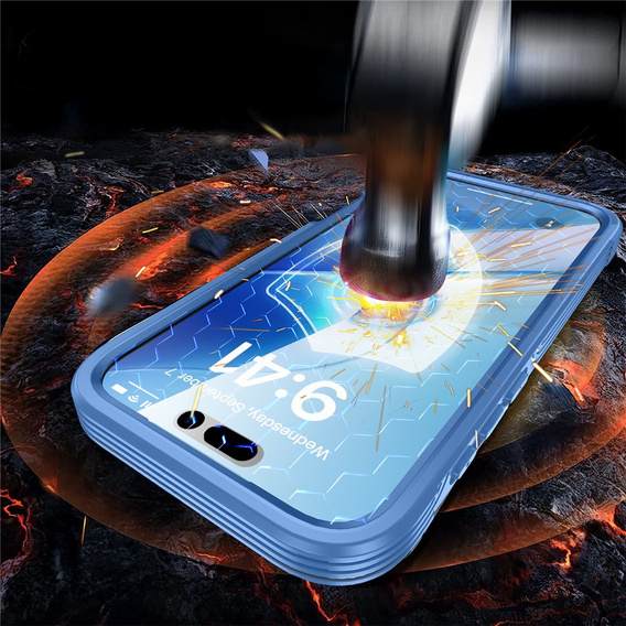 Etui do iPhone 17 Pro Max, Shockproof, ze szkłem, do MagSafe, niebieskie