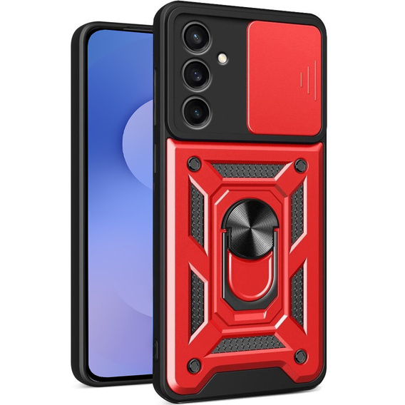 Etui pancerne do Samsung Galaxy S25 FE, CamShield Slide, czerwone
