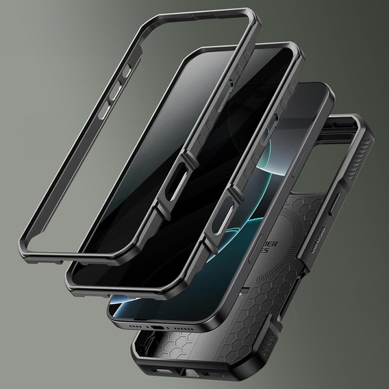 Etui pancerne do iPhone 16 Pro Max, Dexnor CamProtect MagSafe, z folią prywatyzującą, czarne (Dwie ramki)