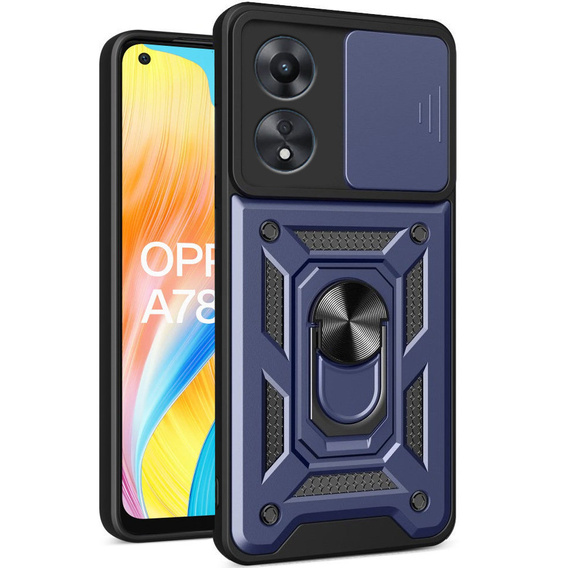 Etui pancerne do Oppo A78 4G, CamShield Slide, niebieskie