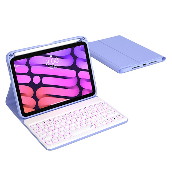 Etui z klawiaturą do iPad mini 8.3" 2021 (6 gen.), Magnetic Keyboard Pen Slot, fioletowe