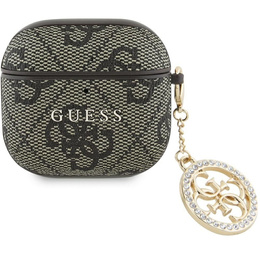 Etui Guess do AirPods 4, cekinowa zawieszka, brązowe