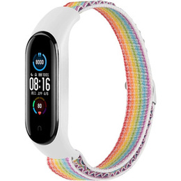 Pasek nylonowy do Xiaomi Mi Band 3/4/5/6/7/7 NFC, Tęczowy / Biały