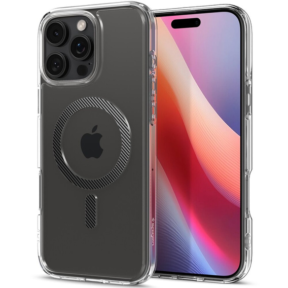 Etui z MagSafe Spigen do iPhone 16 Pro Max, Ultra Hybrid, przezroczyste + Szkło Hartowane 9H