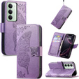 Etui z klapką do Xiaomi Redmi 15 5G / 4G, z wytłoczonym wzorem motyla, fioletowe
