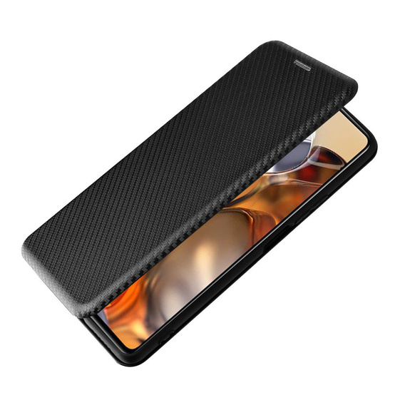 Etui z klapką do Xiaomi 11T / 11T Pro, Carbon Fiber Folio Flip, czarne