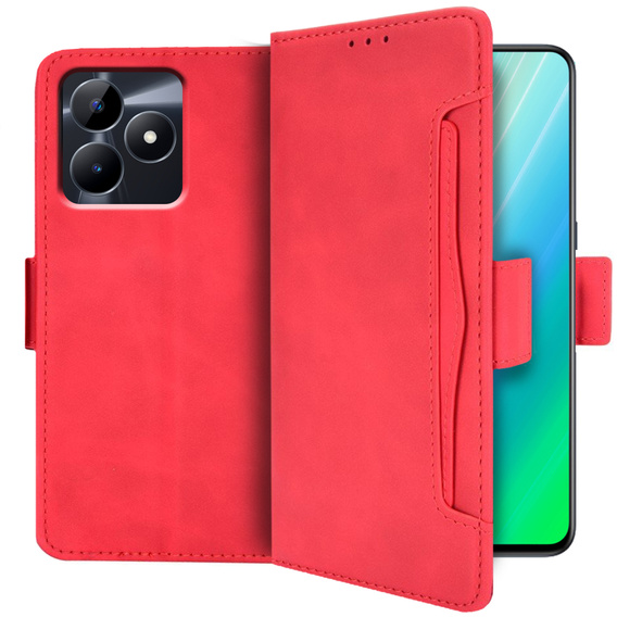 Etui z klapką do Realme C51, Card Slot, czerwone