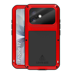 Etui Love Mei do iPhone 17, pancerne ze szkłem, czerwone