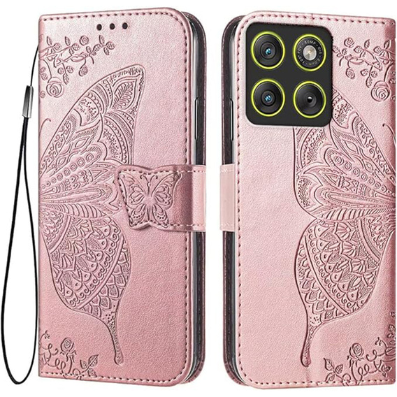 Etui z klapką do Motorola Edge 70, Butterfly, różowe