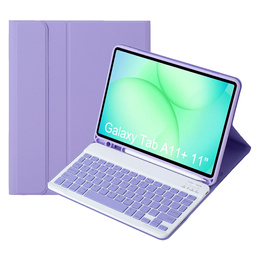 Etui z klawiaturą do Samsung Galaxy Tab A11+, Leather Pen Slot, fioletowe