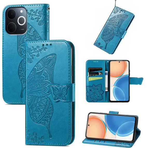 Etui z klapką do Realme Note 70T 4G, Butterfly, niebieskie