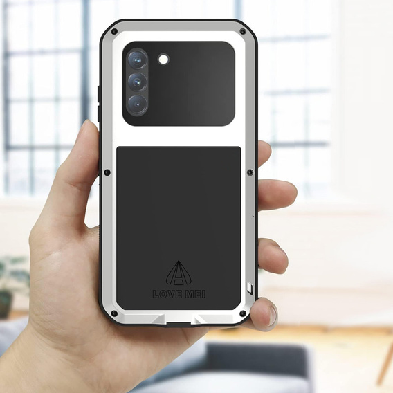 Etui Love Mei do Samsung Galaxy A34 5G, pancerne ze szkłem, srebrne