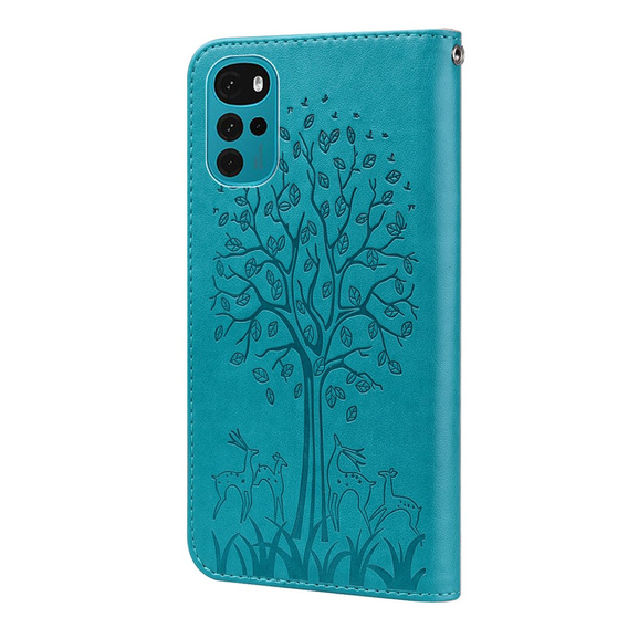 Etui z klapką do Motorola Moto G22, Tree, niebieskie