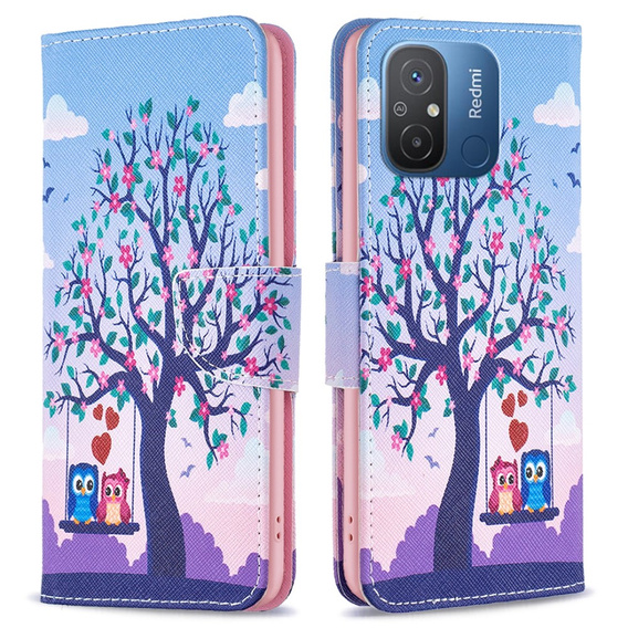 Etui z klapką do Xiaomi Redmi 12C, Wallet, Owls & Tree