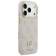 Etui GUESS do iPhone 17 Pro, 4G Strass Logo, do MagSafe, z paskiem, różowe