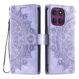 Etui portfelowe z motywem kwiatowym do Motorola Moto G56 5G – Fioletowe